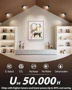 zouzai 4 inch 5CCT Gimbal Black LED Recessed Lights, 360°+90° Adjustable, Dimmable (2700K-5000K), Retrofit Eyeball Lights with Jbox, ETL Listed, Ideal for Home, Commercial & Display, 6 Pack