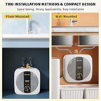 2.5 Gallons Under Sink Hot Water Heater, 110V 1500W Mini Tank Instant Water Heater With Digital Display Pressure Release Vavle Under For Bathroom Kitchen Hair Salon RV(White)