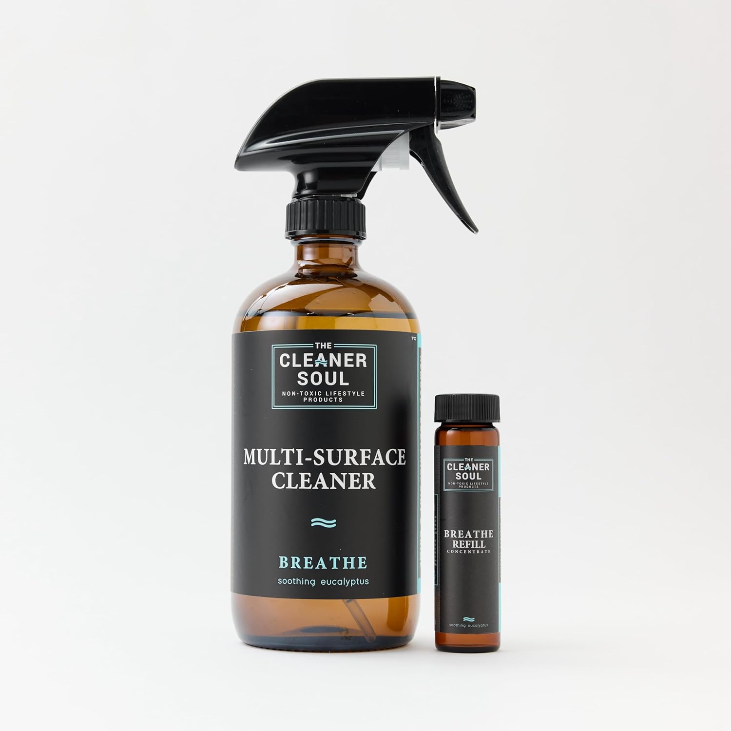 Non-Toxic Multi Purpose Cleaner, Natural Cleaning Spray, Luxurious Refillable Glass Bottle, Essential Oil Fragrance, Safe for All Surfaces, Safe for Animals, Pets, Safe for Humans (Eucalyptus Breathe)