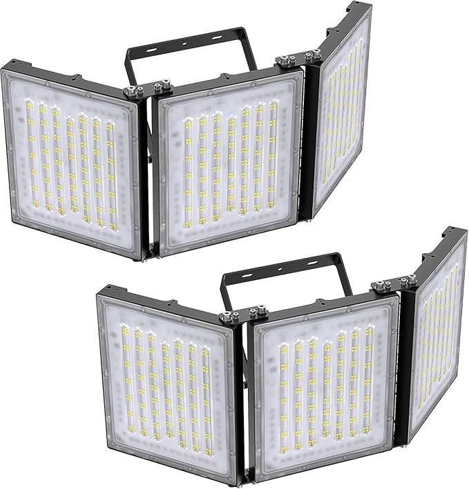 STASUN 2 Pack 480W LED Flood Lights, Mini Series Exterior Floodlights, 48000LM 6000K Daylight White IP66 Waterproof 3 Adjustable Panels Outdoor Security Lighting for Backyard, Driveway, Parking Lot