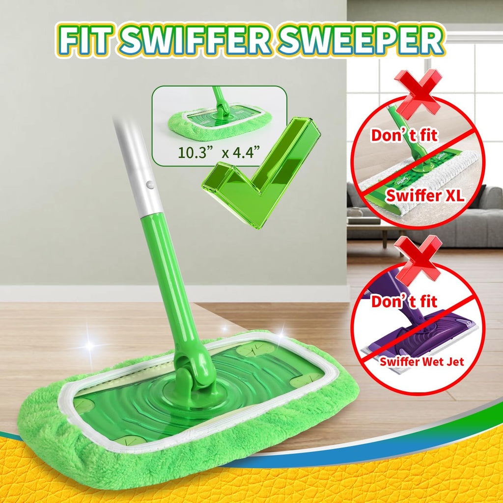 5 Pack Reusable 100% Chenille Mop Pads Compatible with Swiffer Sweeper, Wet and Dry Flat Swiffer mop Cover, 5 Pack Washable Swiffer Pads for Surface/Hardwood Floor Cleaning (Mop is Not Included)