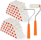60 Pack Microfiber Paint Roller 4 Inch, Small Paint Roller Covers, 3/8 Inch Nap, Mini Paint Rollers for House Painting with Paint Roller Frame, Wall Painting Tool