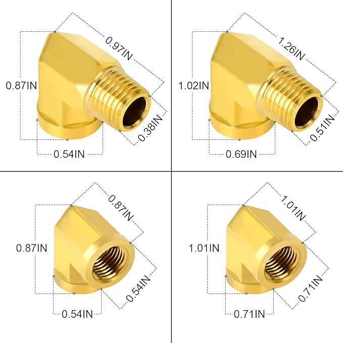 GASHER 26PCS Brass Pipe Fitting Kit, Hex Bushing, Reducer Adapter, Hex Nipple, 90 Degree Barstock Street Elbow