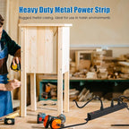 HHSOET Rotating Mountable Power Strip, 12 Outlet Wall Mount Surge Protector, Metal Heavy Duty and Versatile Outlet Strip, Stylish Appearance, Sturdy and Durable, 6ft Power Cord.(Black)