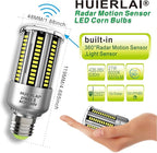 Radar Motion Sensor Light Bulbs A19 250W Equivalent AC85-265V 27W Motion Detector Auto Activated Dusk to Dawn Security Outdoor Porch Lights LED Bulb Daylight White 3375LM E26/E27 (2 Pack)