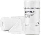 UPSTAR Microfiber Cleaning Cloth, Reusable Paper Towels Rolls, Cleaning Rags for Washing Dishes, Kitchen,Bathroom, 12x12 inch,50 Packs/Roll, White