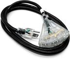 Outdoor Extension Cord Waterproof (6 ft) 12 Gauge Heavy Duty Extension Cord Splitter - Lighted Outdoor Extension Cords with Multiple Outlets - Watts Wire - 6' Grounded - extensiones electricas
