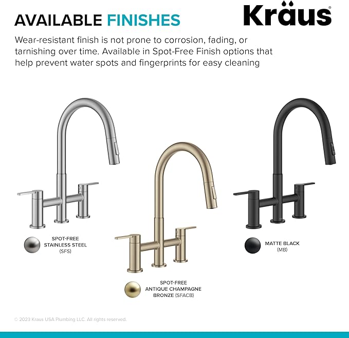 KRAUS Oletto Bridge Kitchen Faucet with Pull-Down Sprayhead in Matte Black, KPF-3122MB