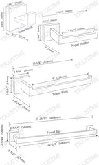 TRUSTMI Contemporary 5-Pieces Bathroom Hardware Set Towel Bar Robe Hook Toilet Roll Paper Holder, SUS 304 Stainless Steel Wall Mounted, Brushed Rose Gold