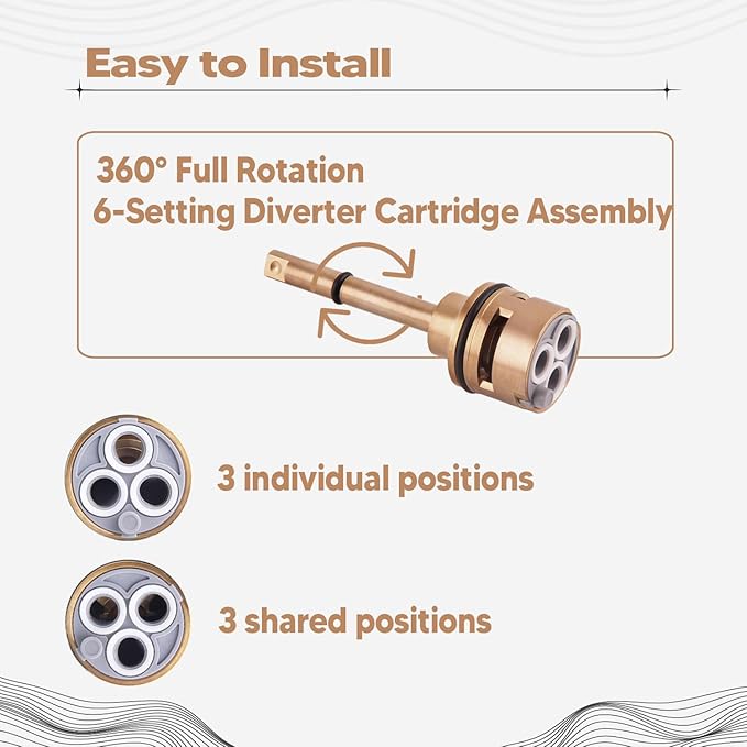 RP51919 6-Setting Shower Diverter Cartridge for Delta Faucet Valve body R11000 and integrated valve body R22000, Delta OEM Faucet Valve Replacement Trim Kit, 6 Way Shower Diverter Parts (1 Pack)