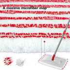 Masthome Extra Large Microfiber Mop for Floor Cleaning, 16“ Flat Mop with 5 Pad for Wet & Dry Use, Dust Mop for Hardwood Laminate Tile Ceramic, 1 Cleaning Scraper Included-Red