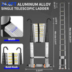 JADDUO Telescoping Ladder,24.6 FT Extension Ladder,Aluminum Lightweight Telescopic Ladder with 2 Triangle Stabilizers