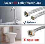 16" Faucet Supply Line,3/8" Comp x 1/2" FIP Stainless Steel Braided Supply Line,Faucet Water Supply Hose Connector Lines Faucet Water Supply Line for Water Heater, Angle Valve（Plumbers Tape Include)