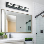 Black Bathroom Light Fixtures 24W Wall Light for Mirror 27 Inch Vanity Lighting Fixtures over Sink 4 Light LED Vanity Lamp Modern over Mirror Light Fixture Acrylic LED Light Bar for Bathroom Restroom