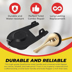 Qualihome Front Mount Brass Polished Gold Toilet Handle Replacement Kit with 2 Inch Universal Toilet Flapper Replacement Kit and Stainless Steel Toilet Flapper Chain