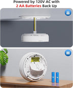 SITERWELL Hardwired Interconnected Smoke Detector Carbon Monoxide Detector Combo with 2 AA Batteries Back Up, 2 in 1 Smoke and CO Detector with Voice Alert, Smoke and CO Alarm with Self-Check, 5 Pack