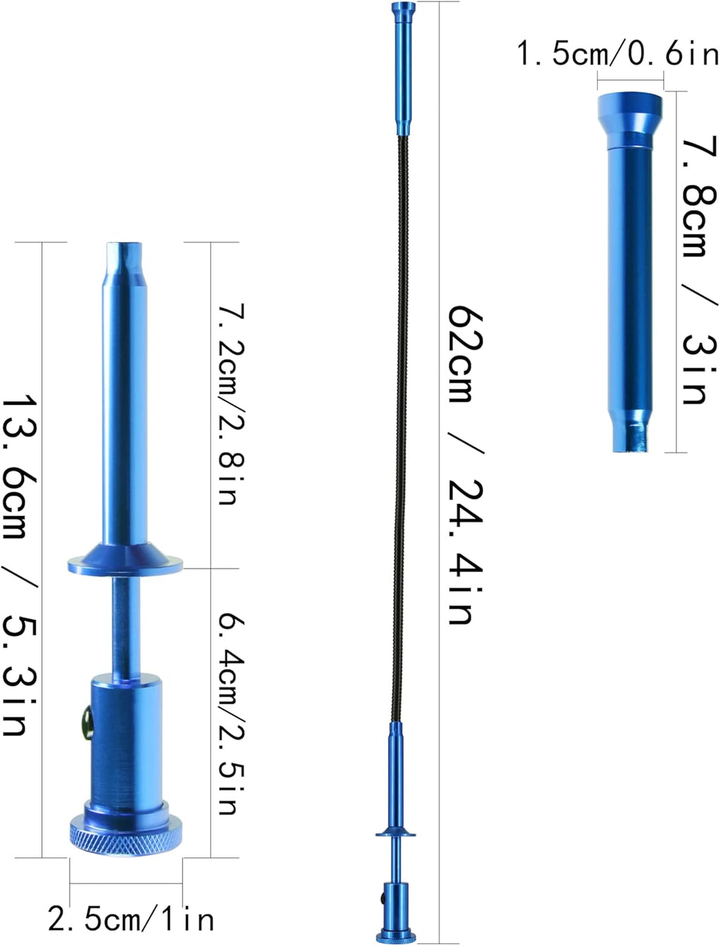 24.4 in Claw Grabber Tool,Bendable Hose Reacher Pickup with LED Light,4 Claw Picking Tool for Garbage Litter Pick Home Sink Drain and Metal Small Items. (Blue)