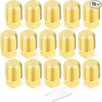 GASHER 15PCS Brass Fitting 1/4" NPT Male Brass Plug Pipe Fitting, Square Head Plug
