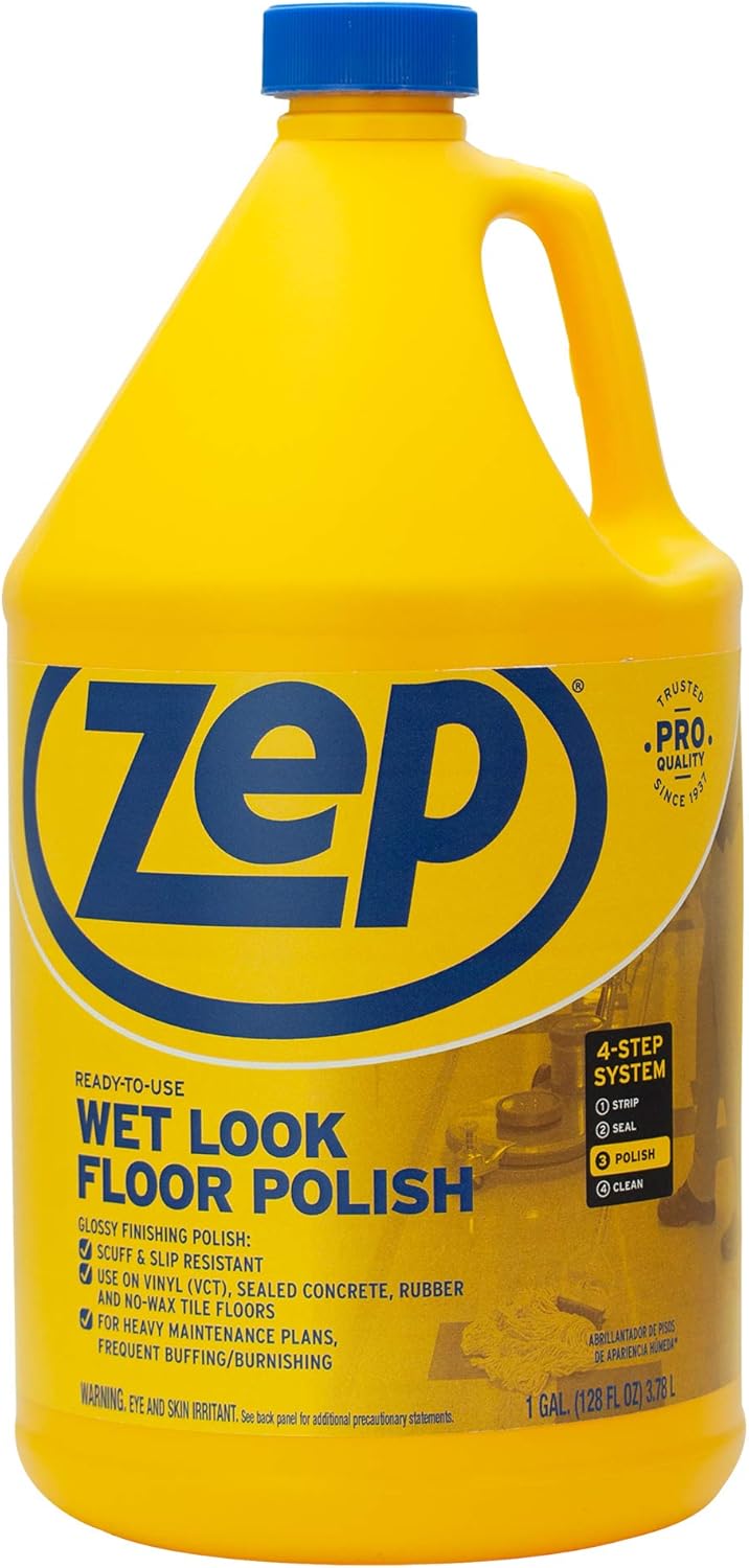 Zep Wet-Look Floor Polish - 1 Gallon ZUWLFF128 - Long Lasting Shine
