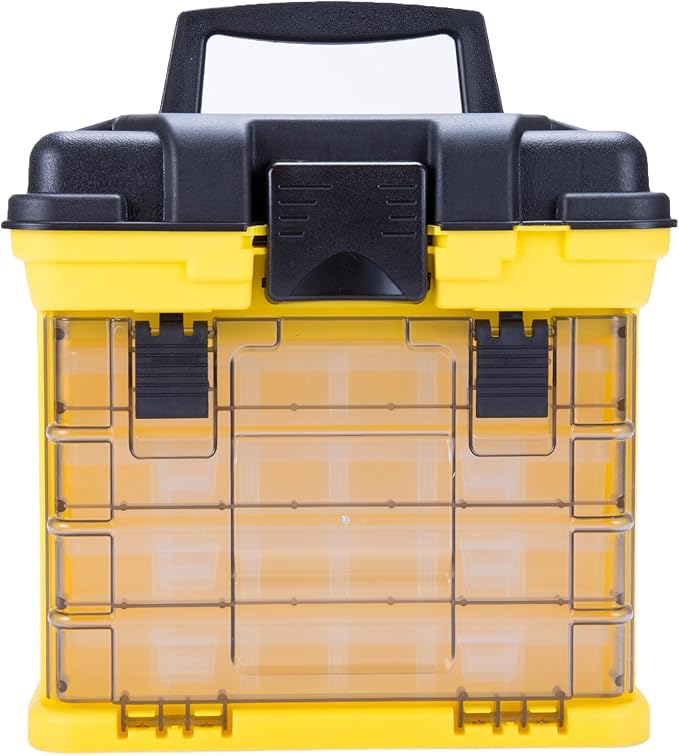 Portable Tool Box - Small Parts Organizer with Drawers and Customizable Compartments for Hardware, Tackle, Beads, or Crafts by Stalwart (Yellow)