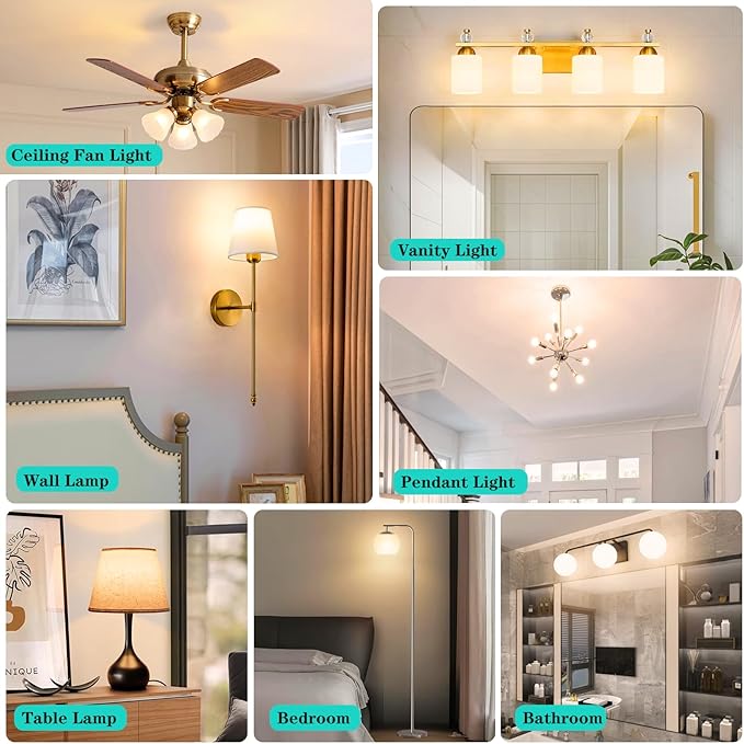 Frosted 25 Watt Light Bulbs E26 Warm White 2700k Dimmable Small Vintage Edison Bulbs G45 Low Watt Globe for Ceiling Fan,Pendant Lights,Vanity Light,Table Lamp,Bedroom and Bathroom Create Cozy Ambiance