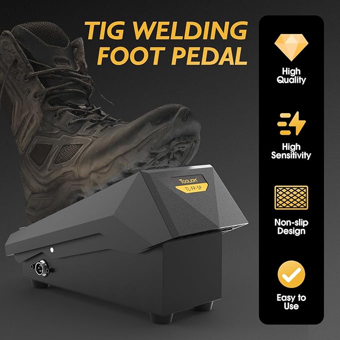 TOOLIOM TIG Welding Foot Pedal, 5-Pin Amp Control Pedal with 16-ft cable Compatible with 5-Pin TIG Welding Machine
