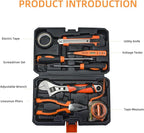 Home Repair Partner Home Hand Tool Kit And Portable Toolbox Include Wrench,Utility Knife,Screwdriver.Multi Functional Home Tool Set For House,Garage,College Dorm And Office Covering Multiple Scenarios