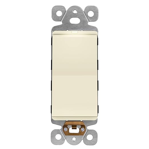 LIDER Minimalist Design Matte Finish Lighted Decorator Switch, Frameless Paddle Light Switch with Locator Light, Grounding Screw, 3-Way or Single Pole, 15A 120V, UL Listed, LS15-3W-LA, Light Almond