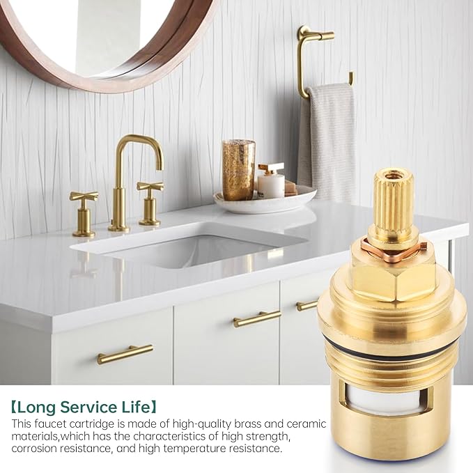 Faucet Cartridge Replacement for Kohler 1000187, Used in Deck Faucets with 3/4 inch Valves, Cold Ceramic Valve Faucet Replacement Parts (Cold 1000187)