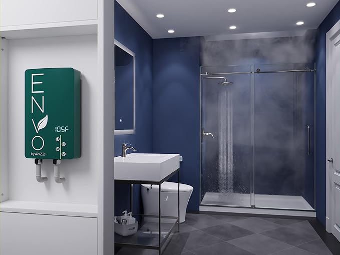 ANZZI Envo ANZZI Electric Tankless Water Heater 14.6 kW at 240 Volts, Small Enough to Install Anywhere - For for kitchen or bath faucet and shower (WH-AZ146-M2)