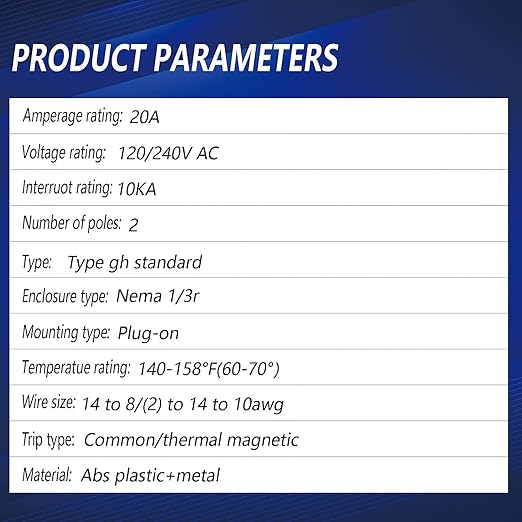 220 2-Pole 20-Amp Circuit Breaker, Type 3/4-Inch Plug-On Molded Case Circuit Breaker, Thermal Magnetic Protection, 10 KAIC, 120/240V, fit for Load Centers by SOYGN