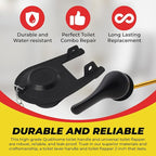 Qualihome Front Mount Toilet Handle Replacement Kit - Black Flush Handle with 2 Inch Universal Toilet Flapper Replacement - Easy Install Toilet Lever & Flapper - Toilet Flusher Kit
