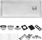 Ruvati 45-inch Two-Tiered Ledge Workstation Kitchen Sink - Undermount Kitchen Sink - 16 Gauge Stainless Steel Kitchen Sink with Brushed Finish hides scratches - RVH8335