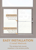 Greatim GT-DB004 Patio Door and Window Security Bar, Safety Bars for Windows, Childproof, Locking System, Anti-Lift Lock, Vertical Bar, Sliding Glass Doors/Window Lock, Adjustable (15.7~26.75 inch)