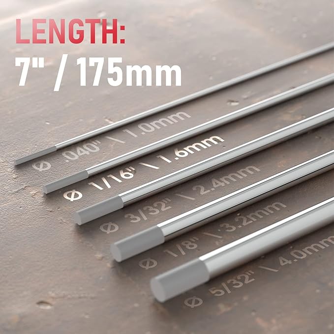 YESWELDER TIG Welding Tungsten Electrode 2% Ceriated 1/16" x 7" (Gray, WC20/EWCe-2) 10-pk