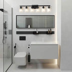 6-Light Black Vanity Lights 38'' Modern Bathroom Vanity Lighting Fixtures Above Mirror， Industrial Matte Bathroom Light Fixtures, Bath Wall Light Fixtures, Black Wall Sconces