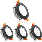 2 Inch LED Downlight, Recessed Lighting Dimmable Ceiling Light, 3W, 5500K Daylight White, CRI80 with LED Driver(35W Halogen Equivalent), Black 4 Pack