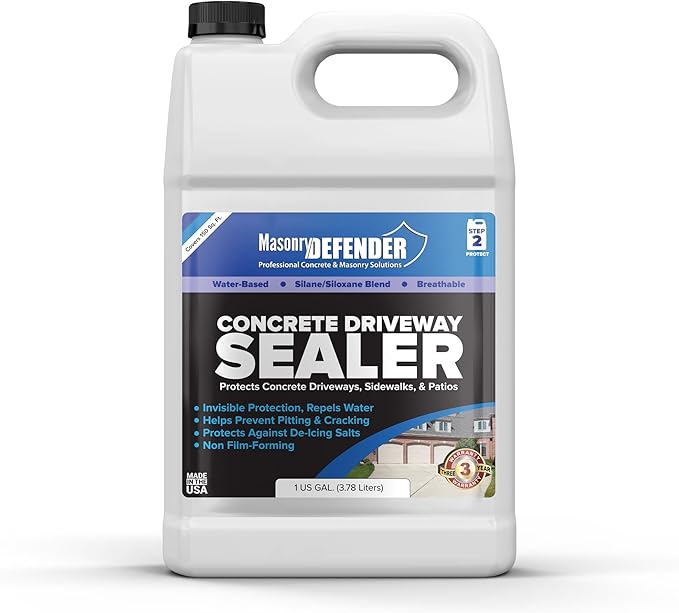 Concrete Sealer for Driveways, Patios, & Sidewalks - Deep Penetrating Water Repellent Protection - Silane Siloxane Sealer - 1 Gallon