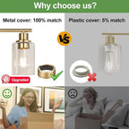 4-Light Bathroom Light Fixtures, Brushed Brass Modern Vanity Lights with Cyan Glass Shades, Bathroom Wall Lamp for Mirror Kitchen Living Room