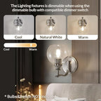 ANDY STAR Brushed Nickel Bathroom Light Fixtures, 1-Light Vanity Lights, Modern Bathroom Wall Sconces Lighting with Globe Clear Glass Shade Up or Down Wall Mounted for Kitchen, Living Room, Hallway