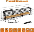 49.5" W Large Power Tool Organizer with Charging Station, 4-Layer Heavy Duty Utility Rack Loads 600lbs, Holds 8 Cordless Drills, Wall Mount Tool Shelf with 8-Outlet Power Strip, Gift for Men
