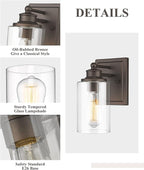 Bathroom Vanity Light, HWH 1 Light Wall Sconce Lamp Over Mirror, Farmhouse Wall Vanity Lighting in Oil-Rubbed Bronze Finish, 5HLT63B ORB