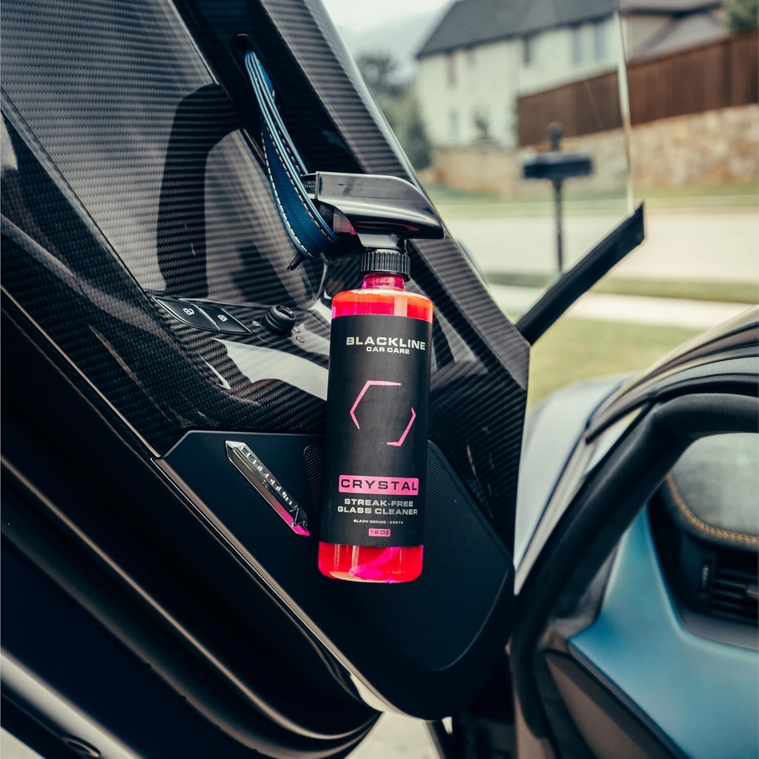 Blackline Best Glass Cleaner - Works on Glass, Windows, Mirrors & Navigation Screens. Tint Safe Window Cleaner for Car - 16 fl oz bottle, Streak Free Spray