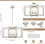 Brushed Nickel Chandelier 8-Light, 26" Large Dining Room Light Fixture Geometric Metal Modern Pendant Hanging Ceiling Lamp for Kitchen Island Living Room Entryway