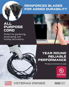 Iron Forge Cable 6 Ft Black Extension Cord with 3 Outlets - 16/3 SJTW 6 Foot Extension Cord 3 Prong, Weatherproof Exterior Power Cable for Outdoor