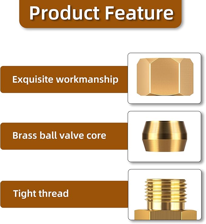 Brass compression tube pipe fitting connector Straight Coupling Adapter 1/4" Tube OD x 1/4" NPT Female Connector 6pcs (1/4od to 1/4npt)