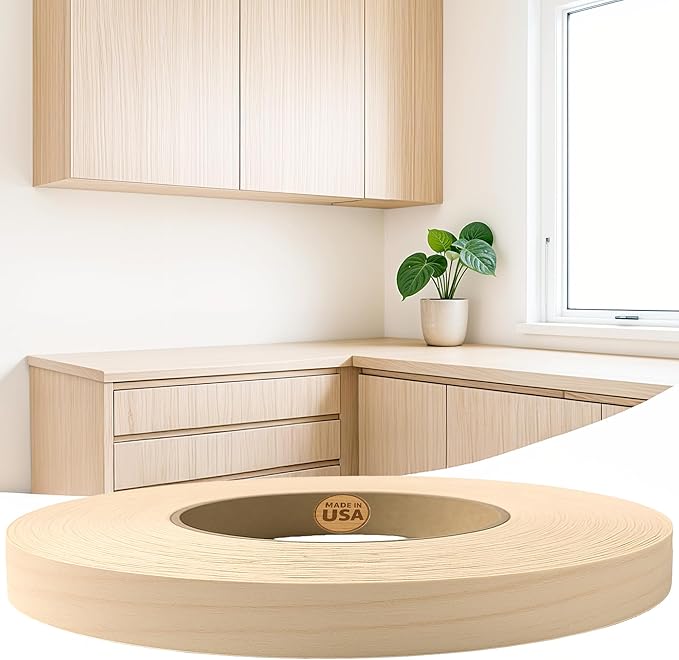 Edge Supply Birch 2" X 25' Roll, Wood Veneer Edge Banding Preglued, Iron on with Hot Melt Adhesive, Flexible Wood Tape Sanded to Perfection. Easy Application, Made in USA