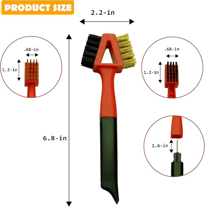 3Pcs (2 Heavy Duty Wide Using Stainless Steel Scraper and 3-in-1Kitchen Stove Cleaning Brush), Brass Brush,Wire Brush,Metal Brush,Nylon Brush, Rust Cleaner for Pot, Range Hood Grease Grime Cleaner