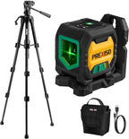 PREXISO Laser Level with 47 Inch Tripod, IP54 Rechargeable 65Ft Green Cross Line Laser Self Leveling, Light Indicator, 3 Brightness Mode, Lazer Leveler Tool for Picture Hanging, Tile, Home Renovation