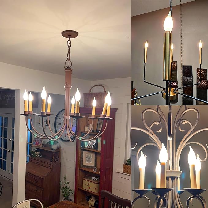 E12 Dimmable Candelabra Bulb 2700k Warm White Candle Light Bulb 40 Watt Small Base Frosted Chandelier Led Bulb E12 Bulbs 4W for Chandelier,Ceiling Fan,400lm,6 Pack